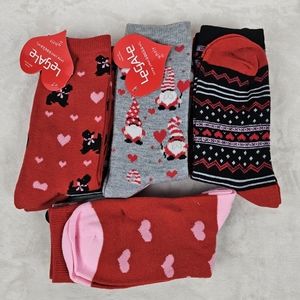 4 Pairs of Legale Heart Themed Socks